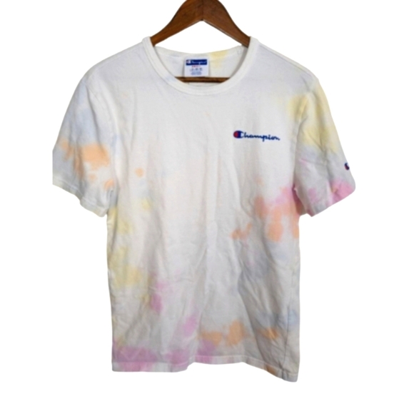 Champion Tops - Champion White Cotton Tie Dye Crewneck Tee Shirt